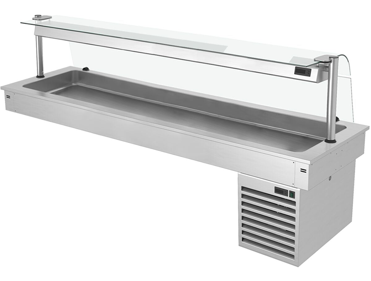 Upotettava kylmäallas - 2 110 mm - +2–+8 °C - 6 GN 1/1-astiaa - 410 W - lasikupu