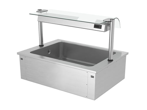Upotettava jäätelöallas - 1135 mm - 3 GN 1/1-astiaa - 130 l - lasisuojus