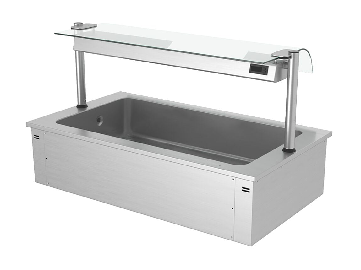 Upotettava jäätelöallas - 1460 mm - 4 GN 1/1-astiaa - 160 l - suojalasi