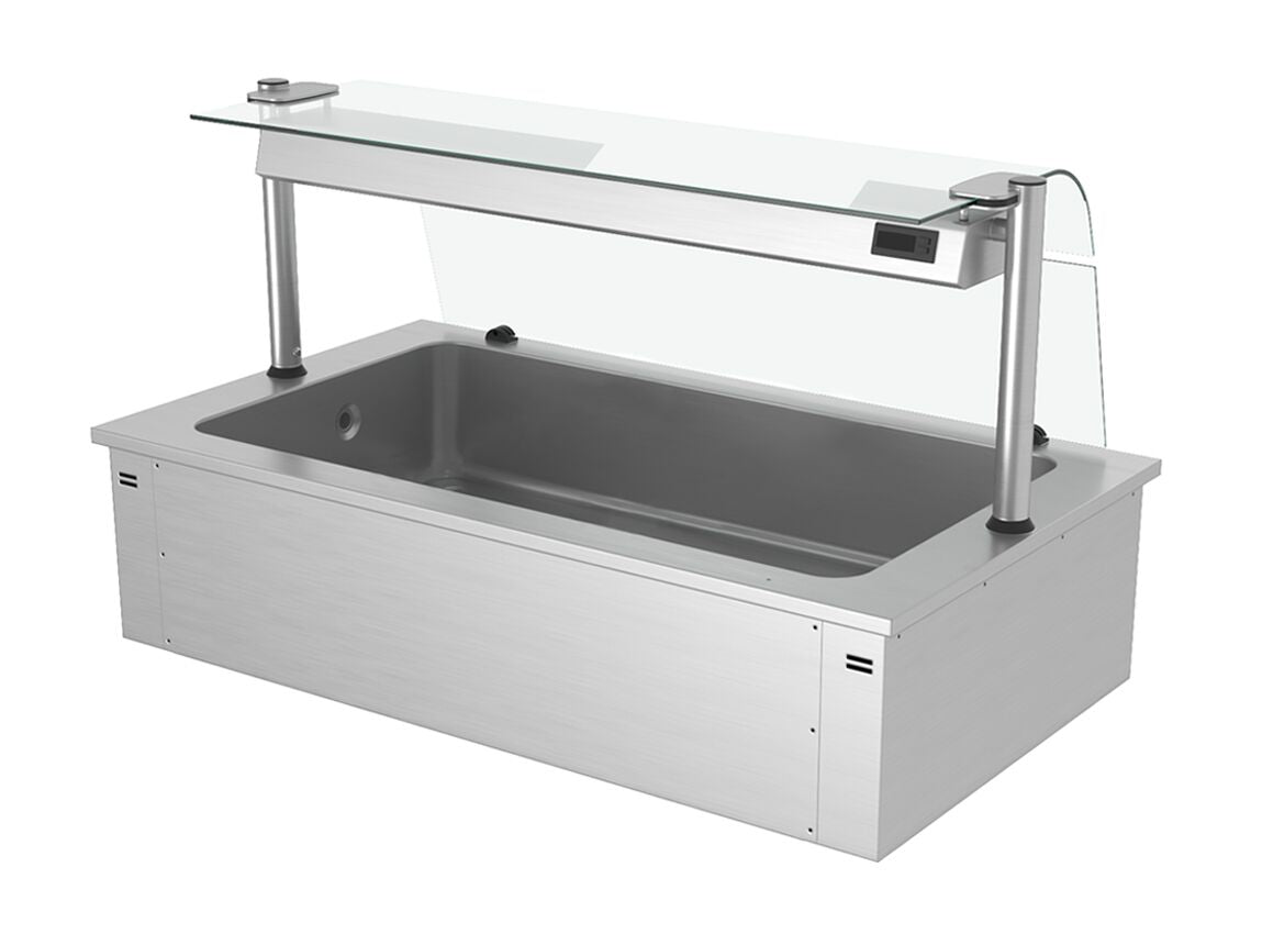 Upotettava jäätelöallas - 1460 mm - 4 GN 1/1-astiaa - 160 l - lasisuojus