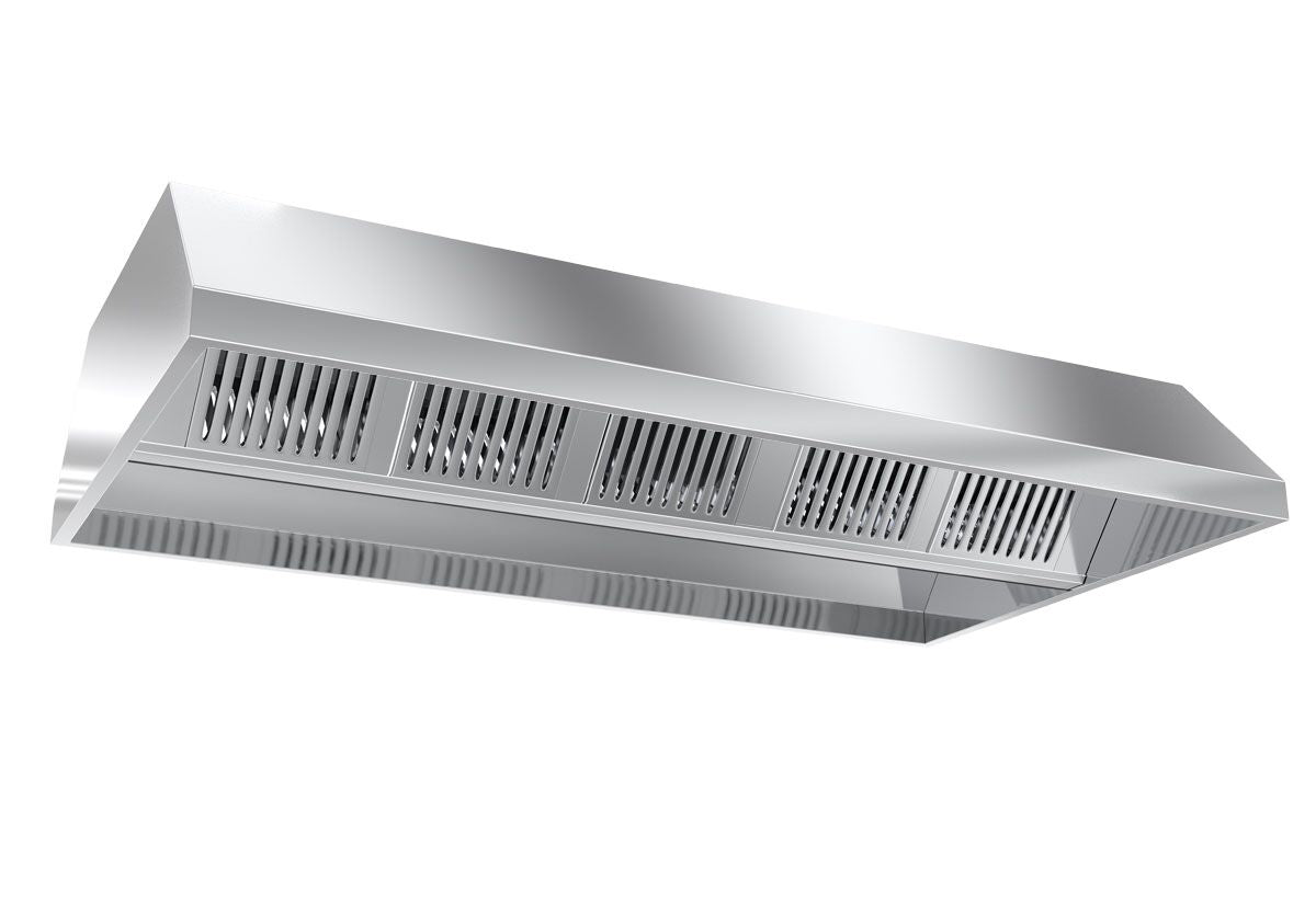Commercial Ceiling-Mounted Extraction Canopy - 3400mm - with Baffle Filters & LED Lights - 1300mm Deep