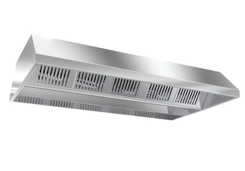 Commercial Ceiling-Mounted Extraction Canopy - 3400mm - with Baffle Filters & LED Lights - 1300mm Deep
