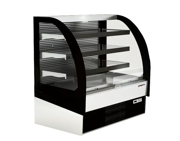 Commercial multideck display fridge - Open front - 938mm - 274L - with 3 shelves - solid rear - incl. night blind