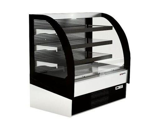 Commercial multideck display fridge - Open front - 938mm - 274L - with 3 shelves - solid rear - incl. night blind