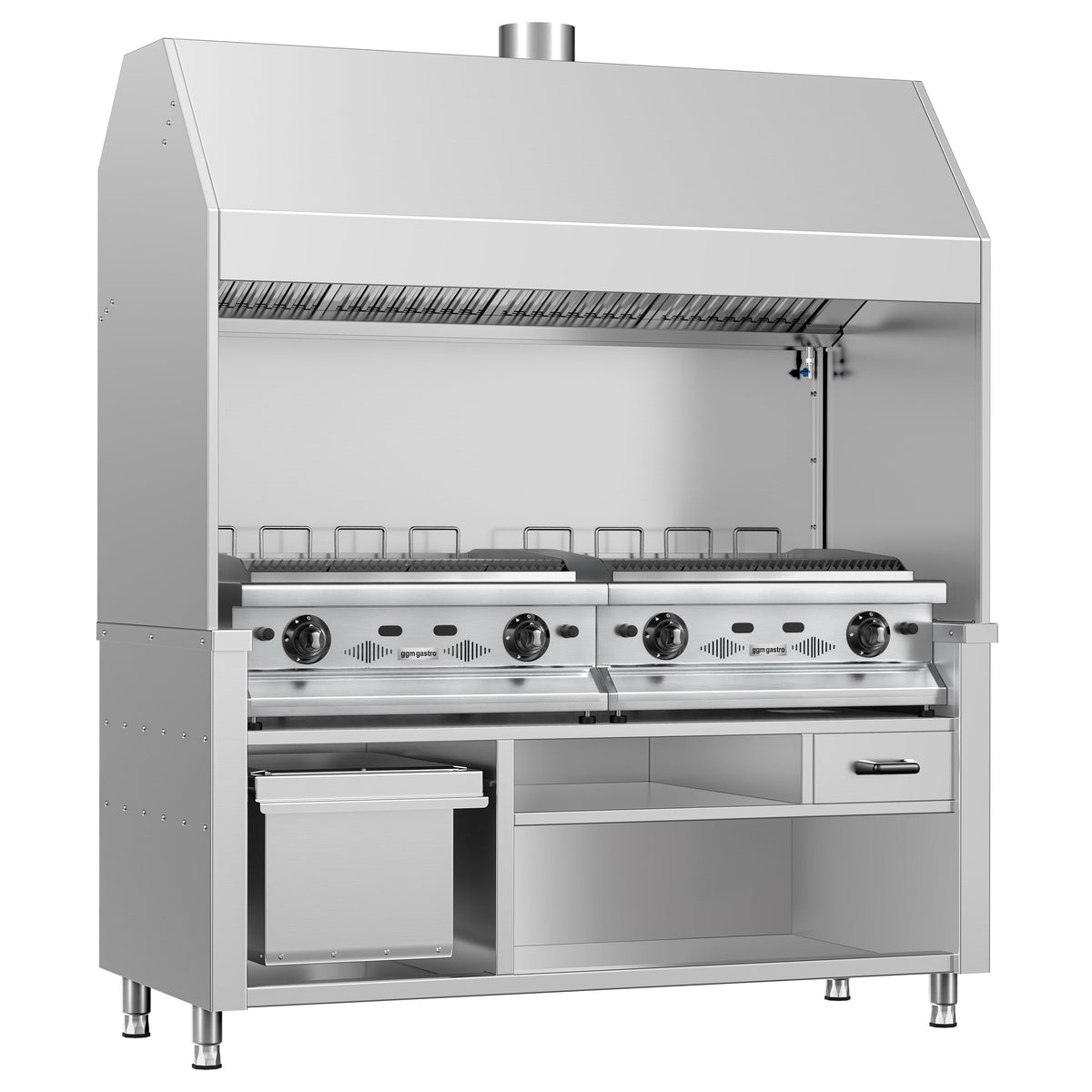 Commercial Gas Chargrill BERLIN - 1760mm - Cast-Iron Cooking Grids - 790mm Deep - 28kW - 8 Grill Grids