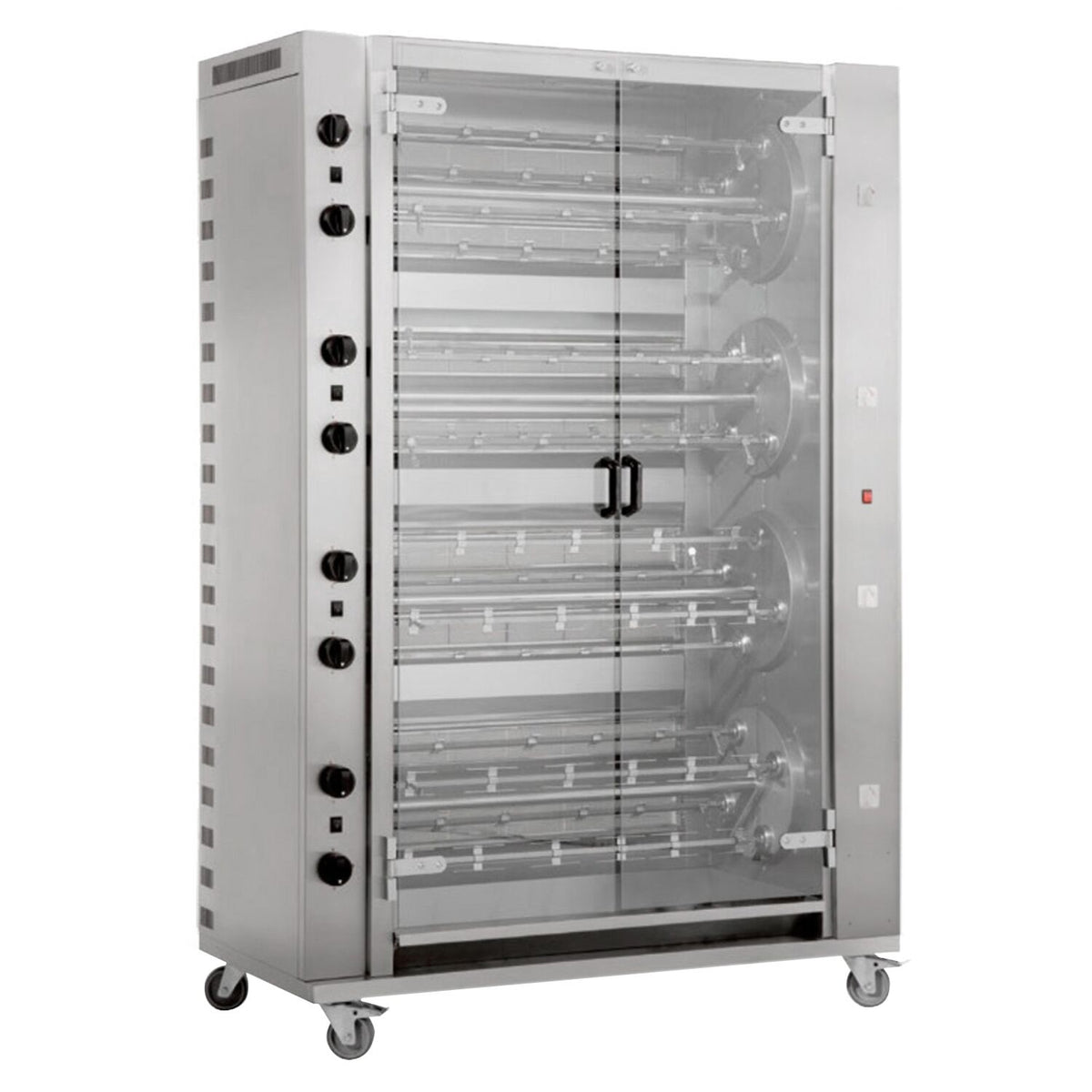 Commercial Gas Chicken Rotisserie Oven - 74.4kW - with 16 Skewers for up to 96 chickens