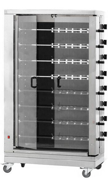 Commercial Electric Chicken Rotisserie Oven - Glass-Ceramic - 38.4kW - with 8 Skewers for up to 48 chickens
