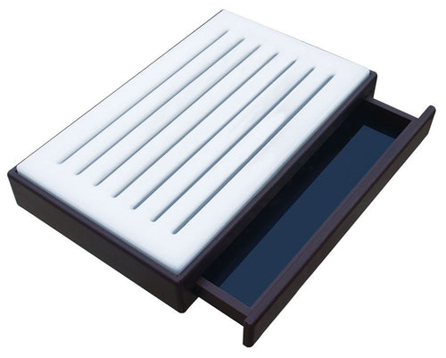 Leipäleikkuulauta - 525x350 mm - HDPE (polyeteeni) - Valkoinen - Irrotettavalla murulokerolla