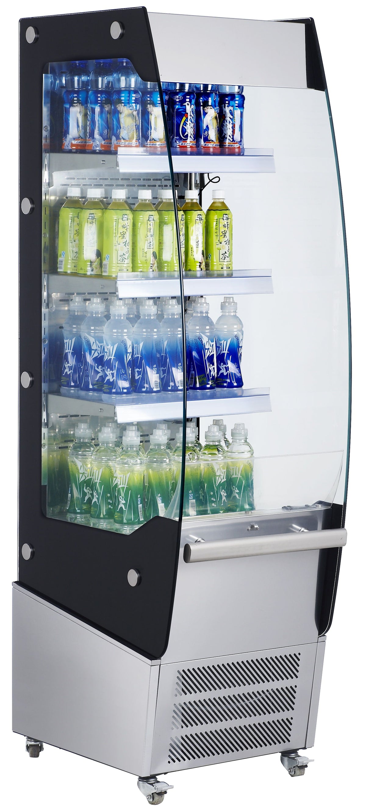 Commercial multideck display fridge - Open front - 494mm - 220L - with 3 shelves - incl. night blind