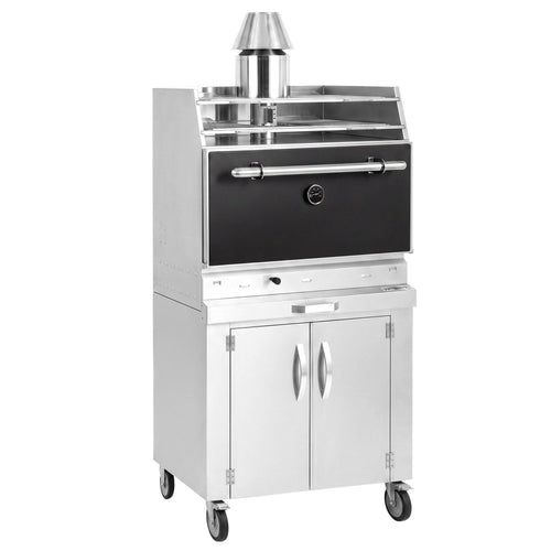 Charcoal - Hiiligrilliuuni - 920 mm - ritilähyllyllä ja alakaapilla - 2 grilliritilää - suljettu - Musta