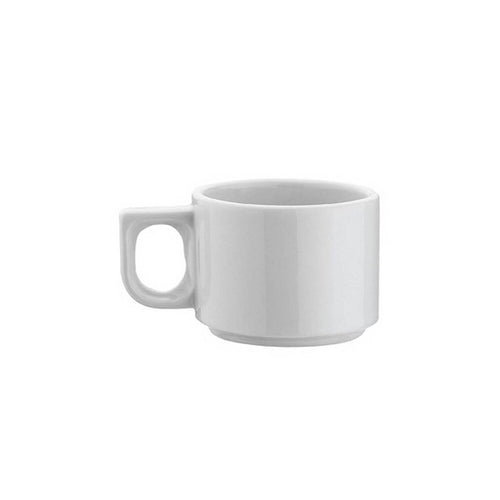 (6 kpl) PERA - Mokkakuppi Weiß - 80 ml - Valkoinen - jossa pinottava muoto
