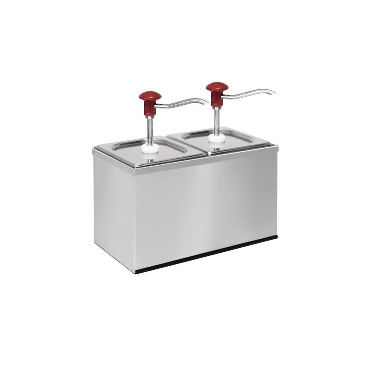 Kastikeannostelija - 2 pumppua - 2x 2,0 l - 340x180x340 mm - sopii GN 1/6 -astiaan - einstellbarer Dosierung - säiliöllä - sis. telineen