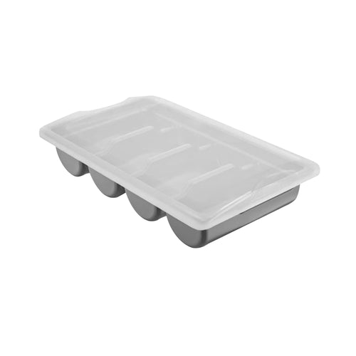 Cutlery Tray - 537x301mm - Height: 120mm - Polypropylene (PP) - with 4 compartments - incl. lid - Grey