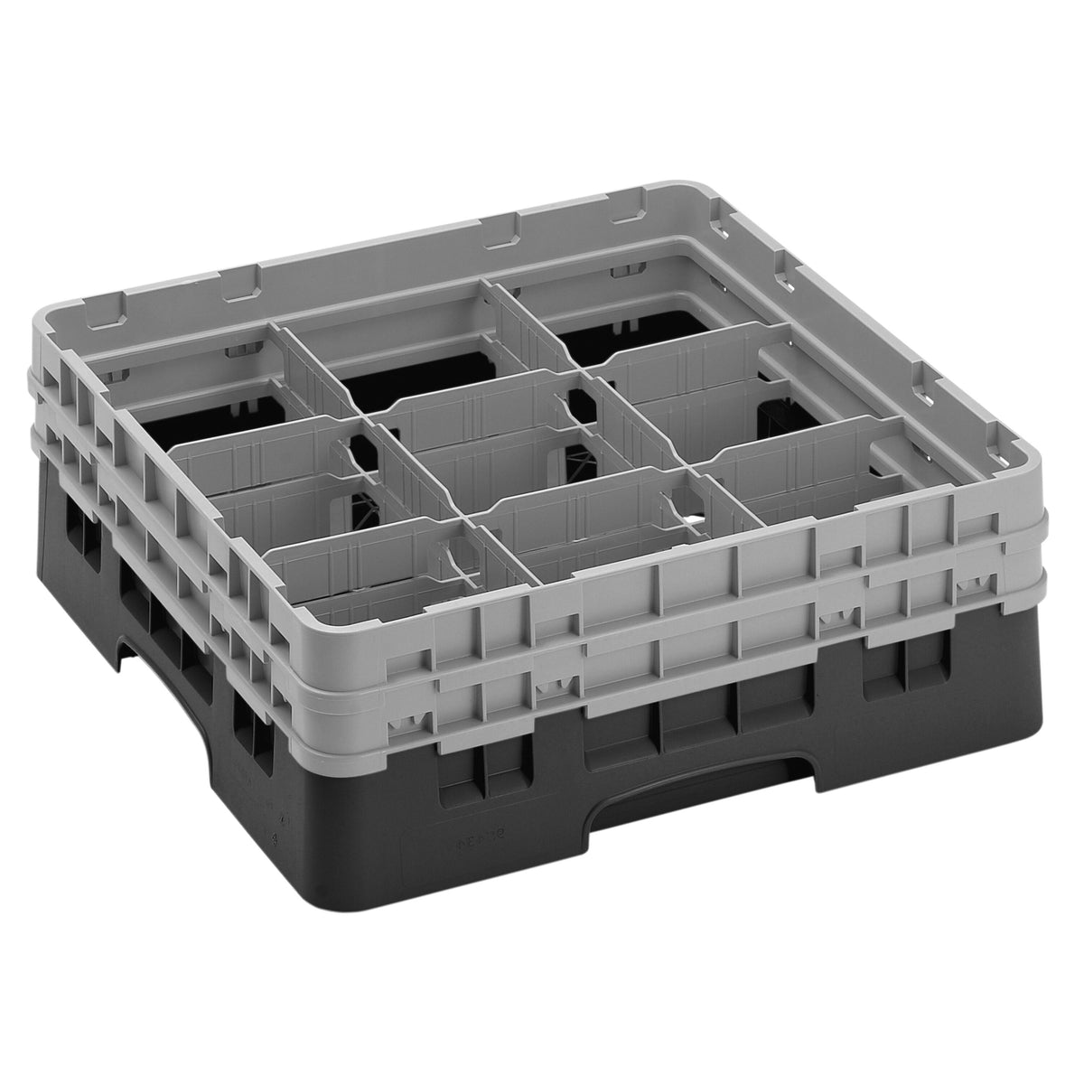 CAMBRO | CAMRACK® - Lasipesukori 1/1 - 9 lokeroa - 2 jatko-osalla - 500x500mm - Musta