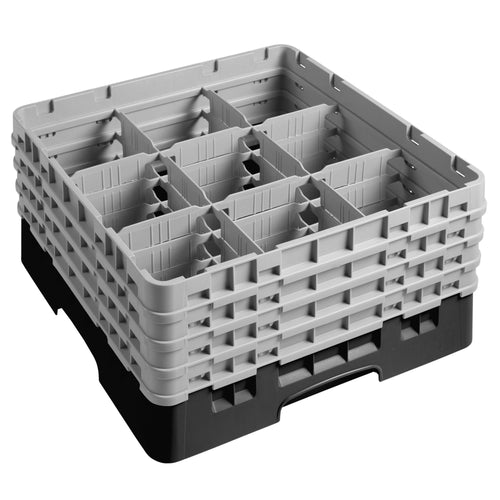 CAMBRO | CAMRACK® - Lasipesukori 1/1 - 9 lokeroa - 4 jatko-osalla - 500x500mm - Musta