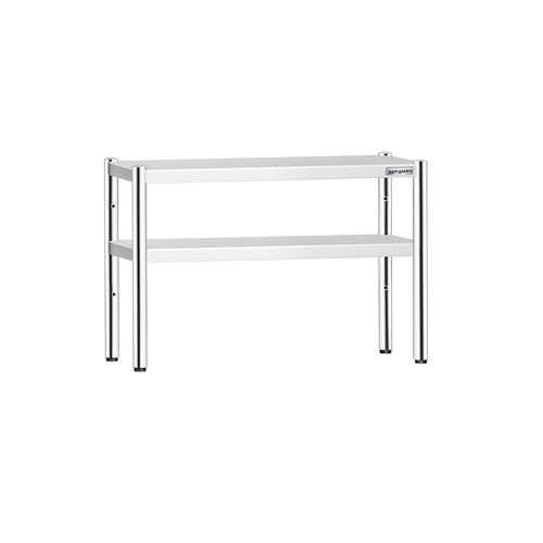 Pöytähylly - ruostumattomasta teräksestä - 2 tasoa - 1200x370 mm - korkeussäädettävä