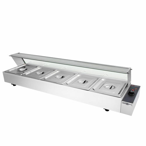 Sähkökäyttöinen vesihaude - 1,8 kW - 5x GN 1/2 - suojalasi