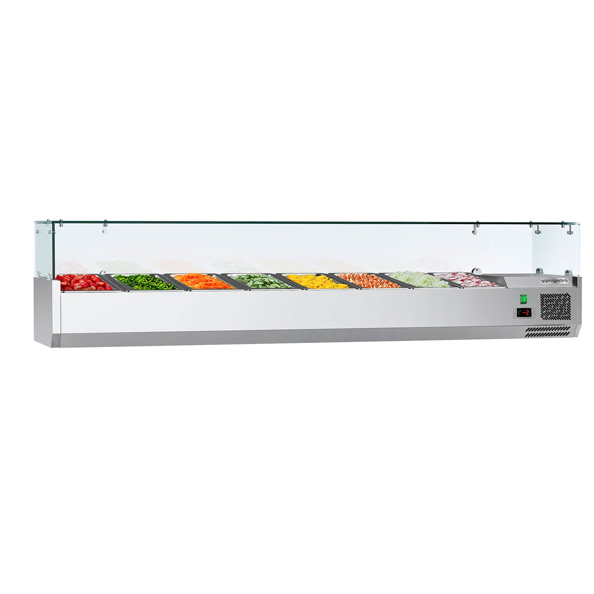 GN-kylmävitriini ECO - 1800x395 mm - 8 GN 1/3-astiaa - lasisuojalla