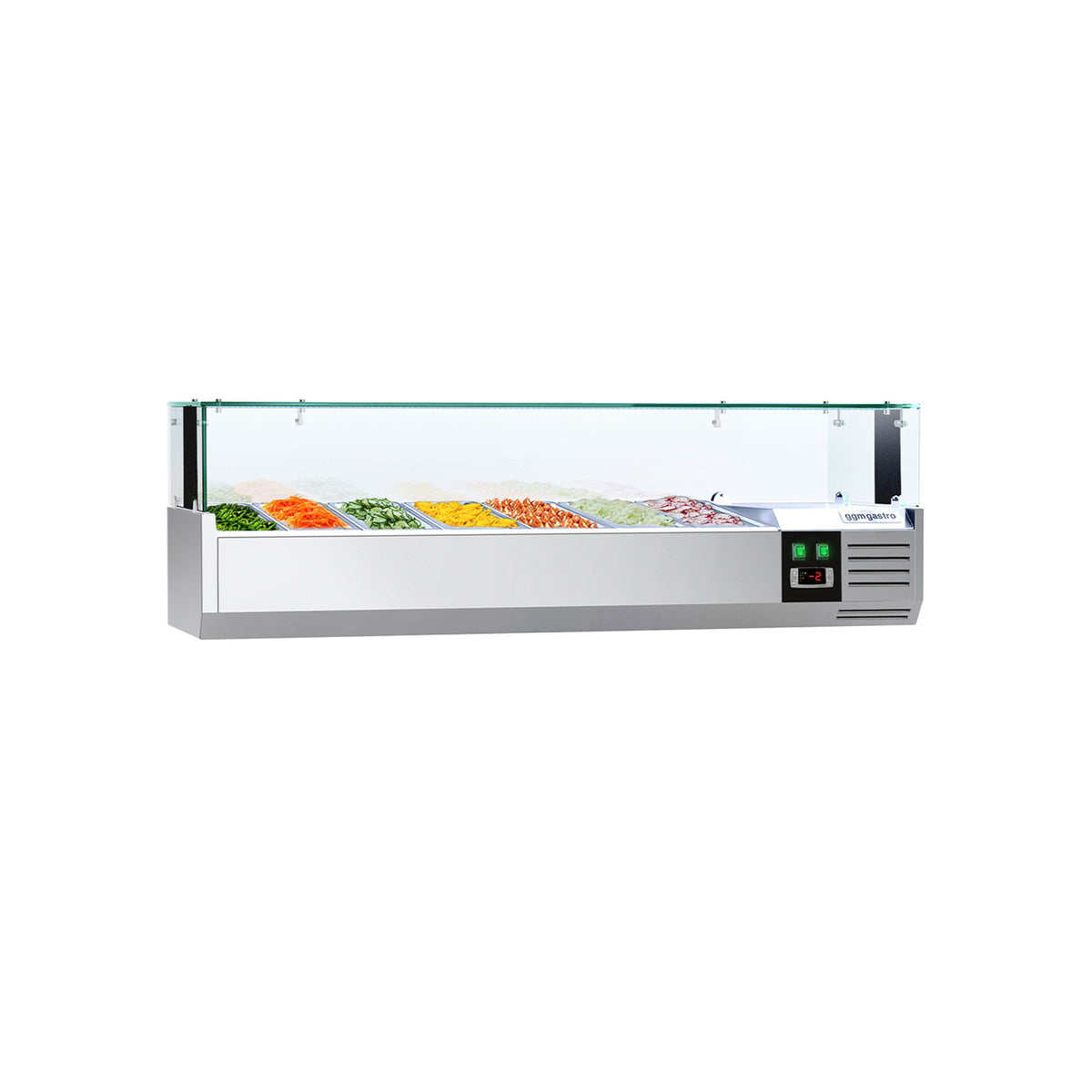 GN-kylmävitriini PREMIUM - LED-valaistuksella - 1500x335 mm - 7 GN 1/4-astiaa - lasisuojalla
