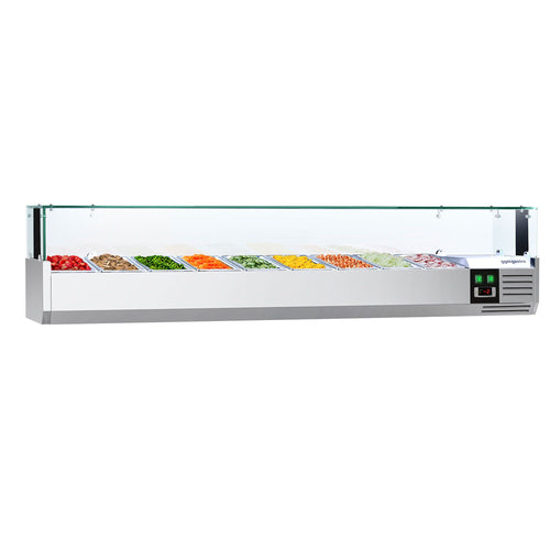 Countertop Prep Well / Refrigerated Topping Unit PREMIUM - with LED Lighting - 2000x395mm - 9x GN 1/3