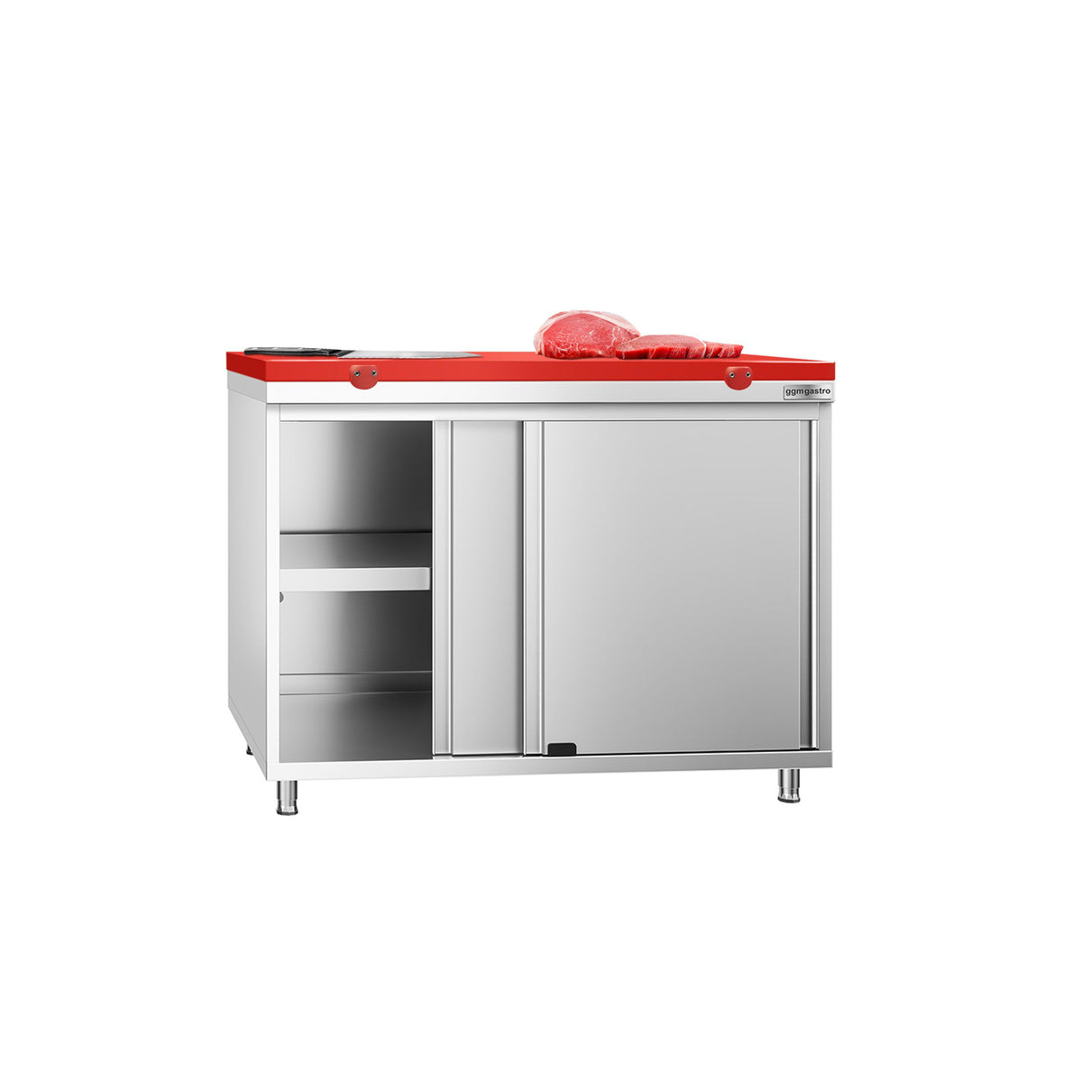 RST-työkaappi PREMIUM - 1000x600 mm - 2 liukuovea - sis. leikkuulauta Punainen