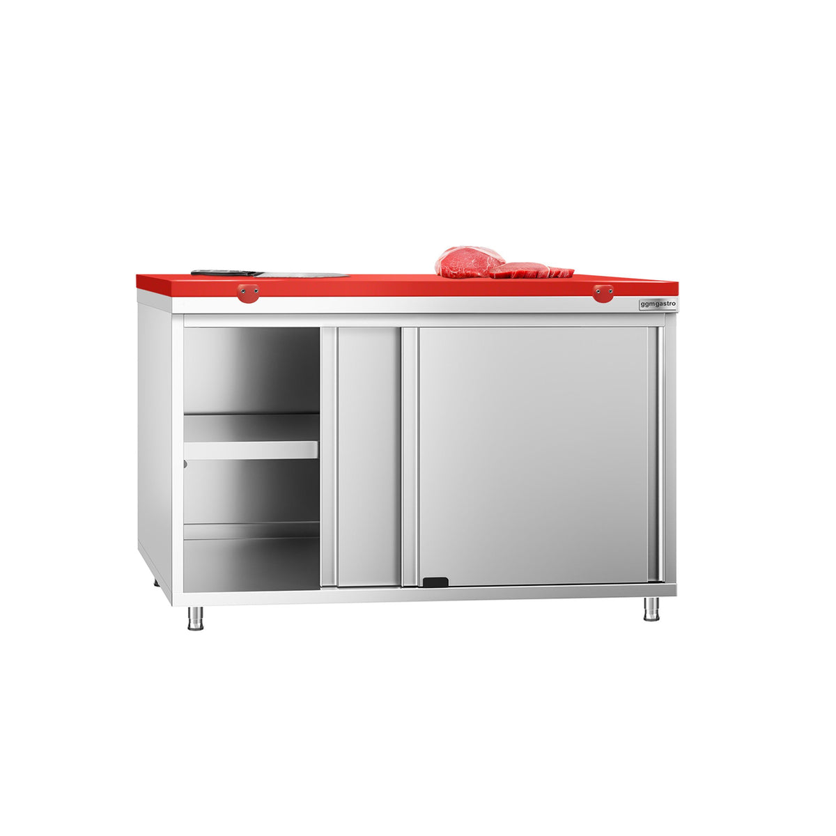 RST-työkaappi PREMIUM - 1200x600 mm - 2 liukuovea - sis. leikkuulauta Punainen