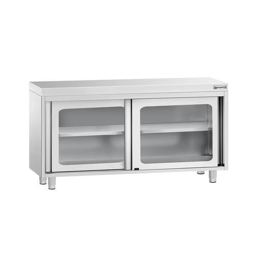 Stainless Steel Floor Cupboard PREMIUM - 1400x700mm - with Glass Sliding Doors