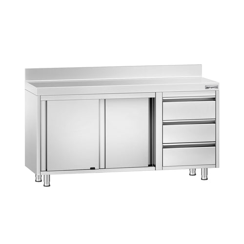 RST-työkaappi PREMIUM - 1400x600 mm - 3 vetolaatikkoa oikealla, liukuovet - roiskesuoja
