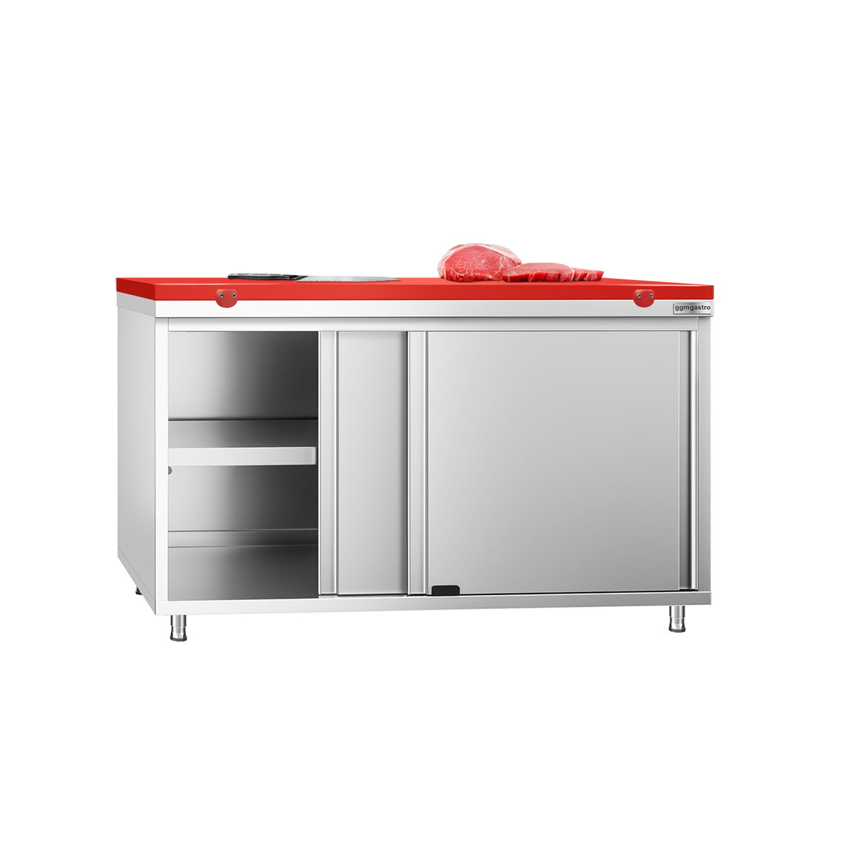 RST-työkaappi PREMIUM - 1400x600 mm - 2 liukuovea - sis. leikkuulauta Punainen