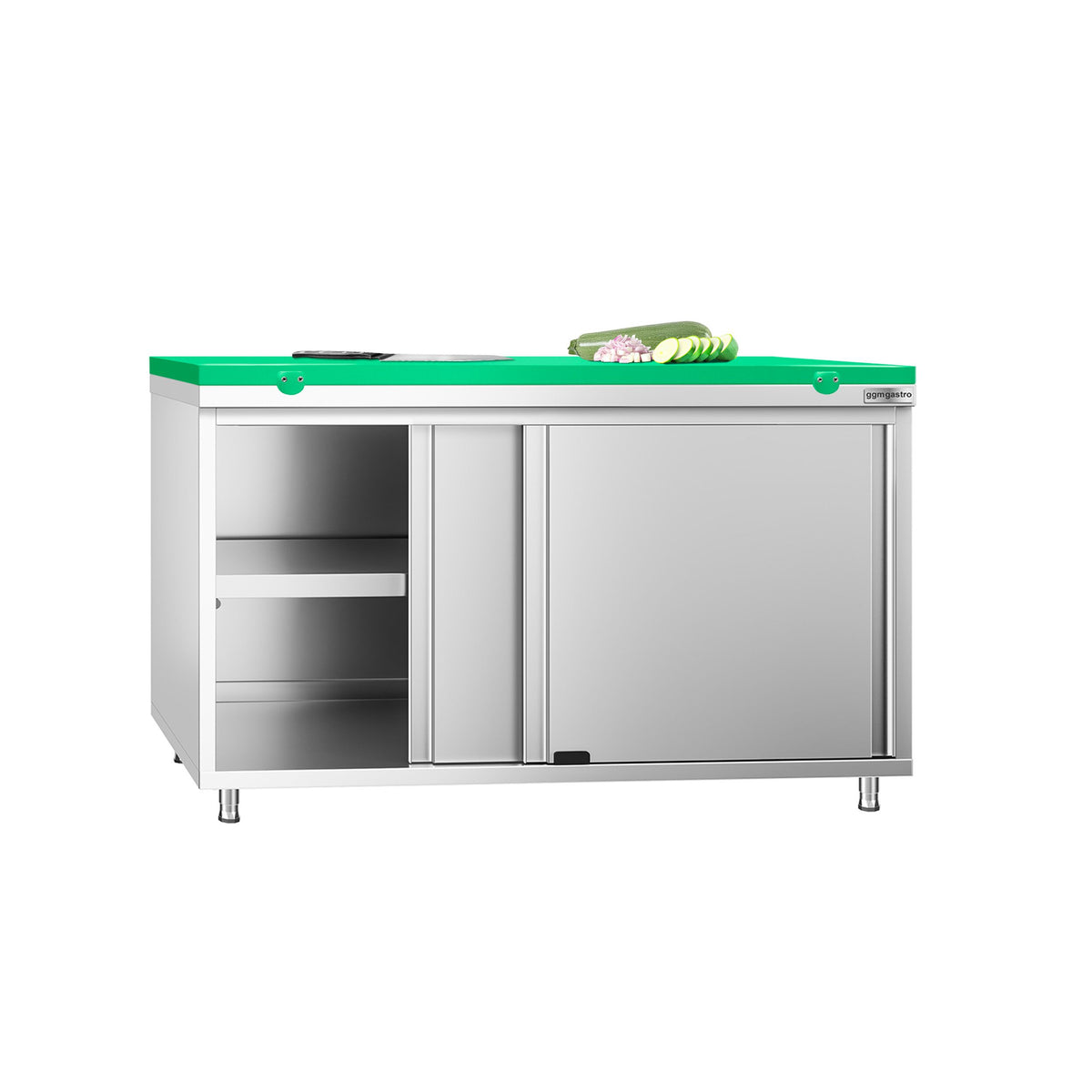 RST-työkaappi PREMIUM - 1400x600 mm - 2 liukuovea - sis. leikkuulauta Vihreä