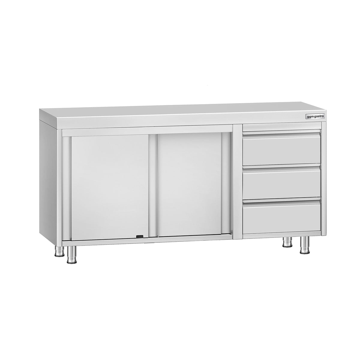 RST-työkaappi ECO - 1400x700 mm - 3 vetolaatikkoa oikealla, liukuovet