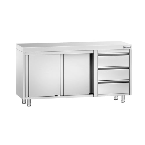 RST-työkaappi PREMIUM - 1400x700 mm - 3 vetolaatikkoa oikealla, liukuovet