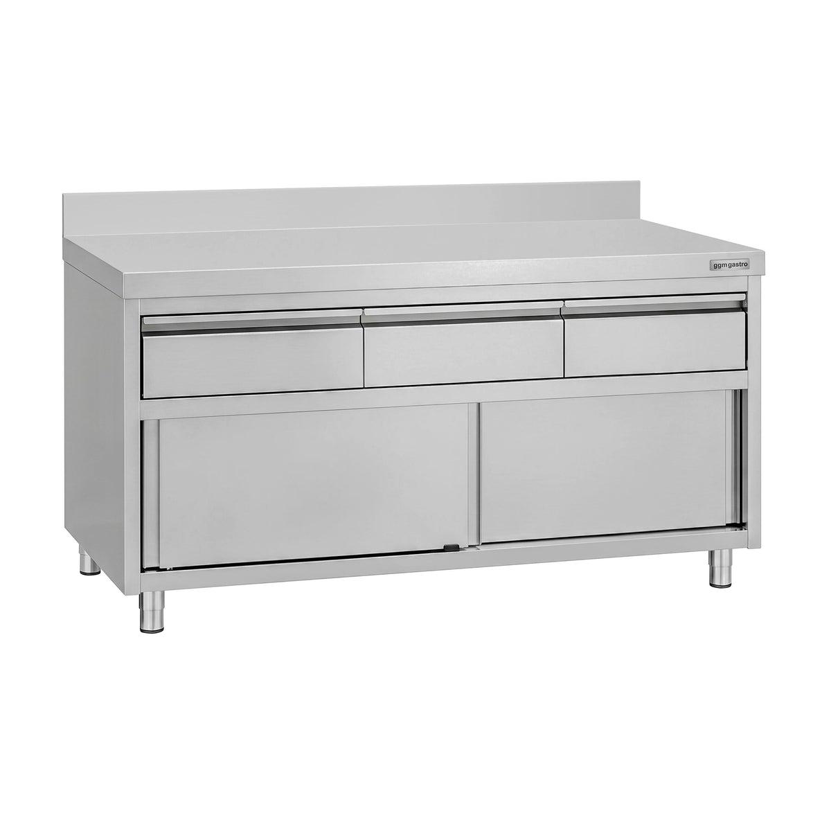 RST-työkaappi ECO – 1600 x 600 mm – reunus – 3 laatikkoa ja liukuovi