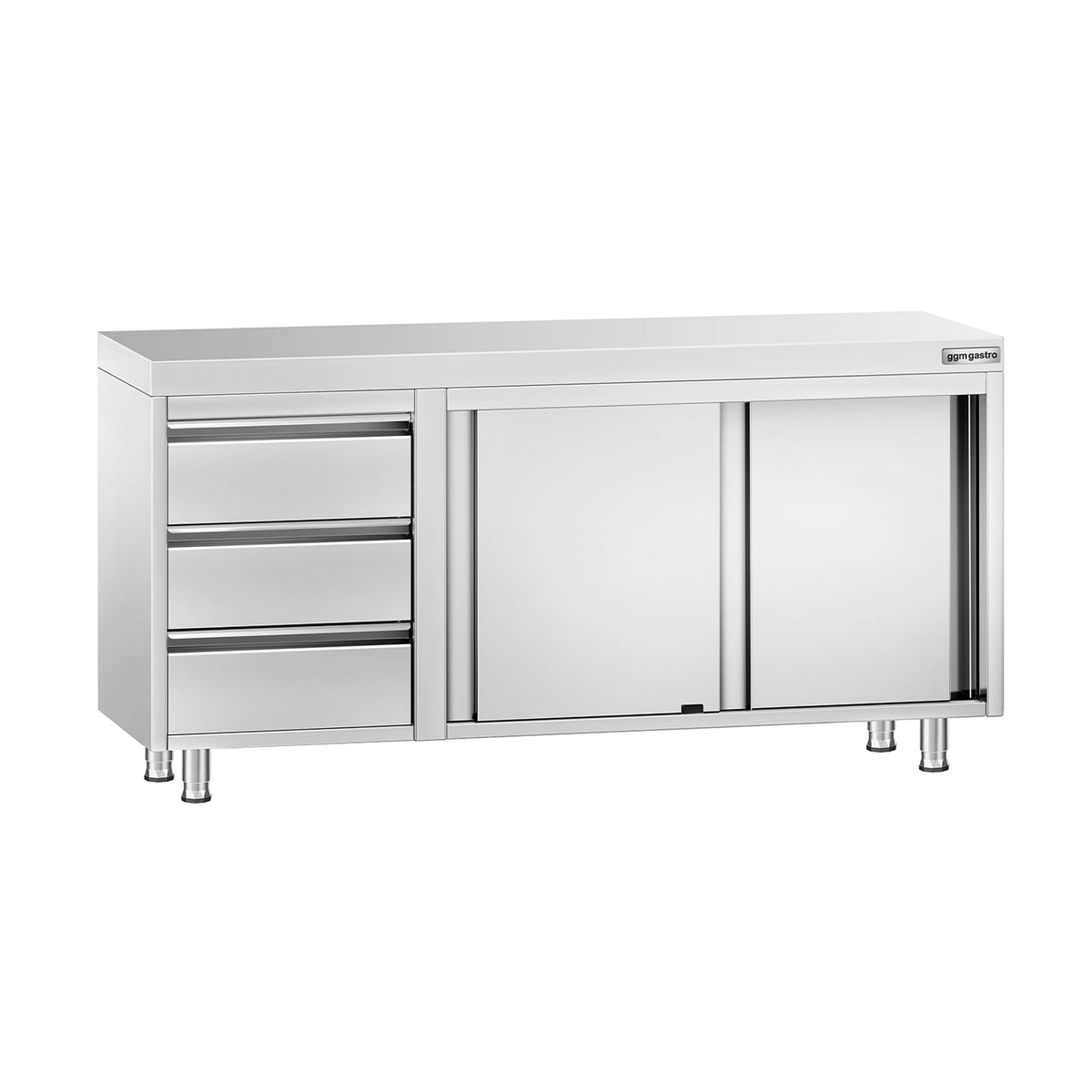 RST-työkaappi PREMIUM - 1600x600 mm - 3 vetolaatikkoa vasemmalla, liukuovet