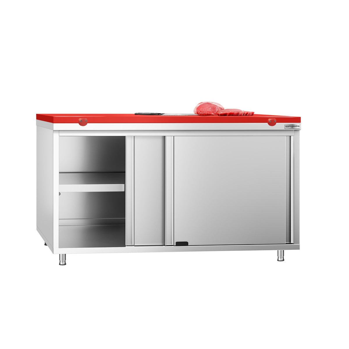 RST-työkaappi PREMIUM - 1600x600 mm - 2 liukuovea - sis. leikkuulauta Punainen
