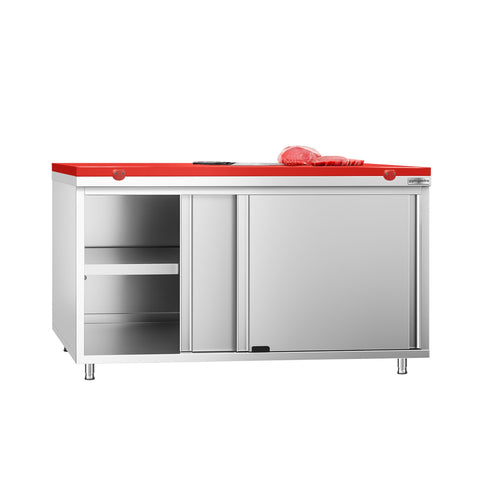RST-työkaappi PREMIUM - 1600x600 mm - 2 liukuovea - sis. leikkuulauta Punainen