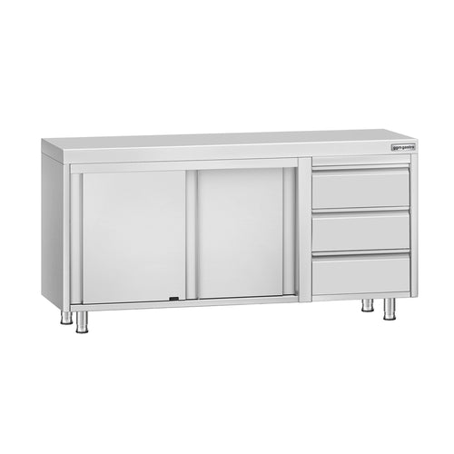 RST-työkaappi ECO - 1600x700 mm - 3 vetolaatikkoa oikealla, 2 liukuovea