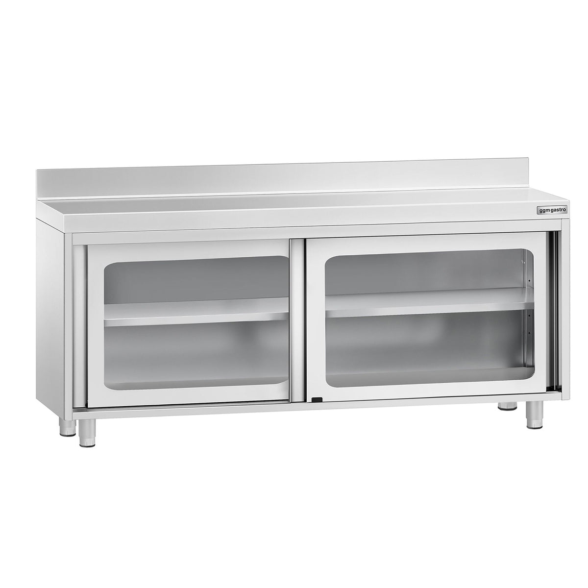 Stainless Steel Floor Cupboard PREMIUM - 1800x700mm - with Glass Sliding Doors & Upstand