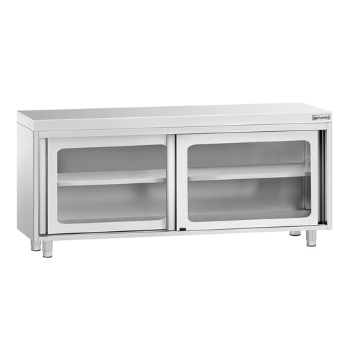 Stainless Steel Floor Cupboard PREMIUM - 1800x600mm - with Glass Sliding Doors