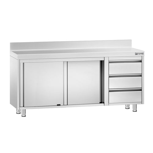 RST-työkaappi PREMIUM - 1800x600 mm - 3 vetolaatikkoa oikealla, 2 liukuovea - roiskesuoja