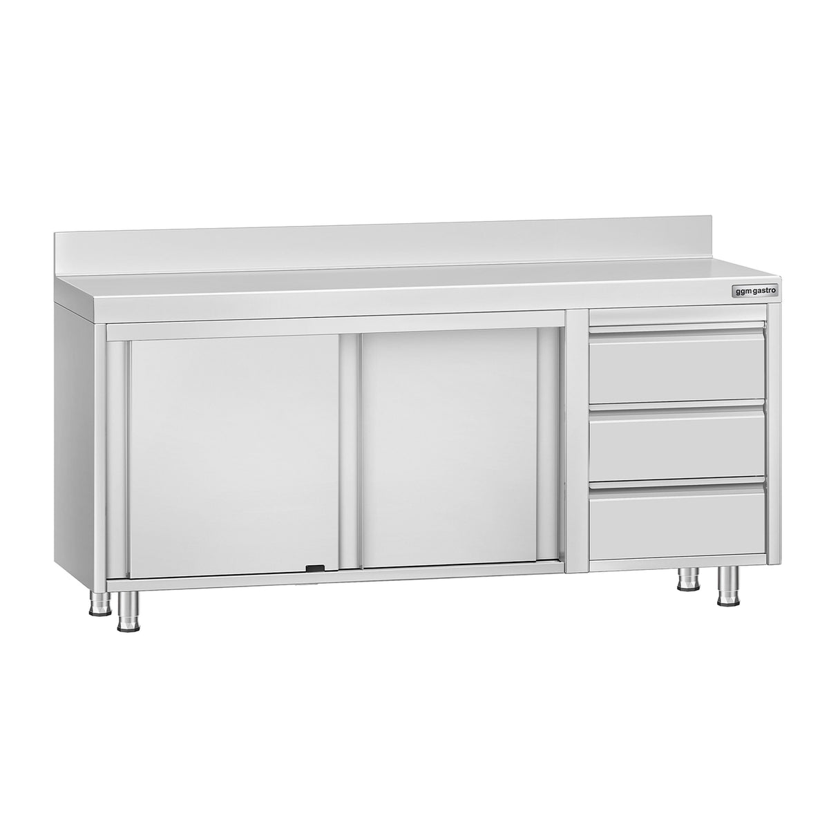 RST-työkaappi ECO - 1800x700 mm - 3 vetolaatikkoa oikealla, 2 liukuovea - roiskesuoja