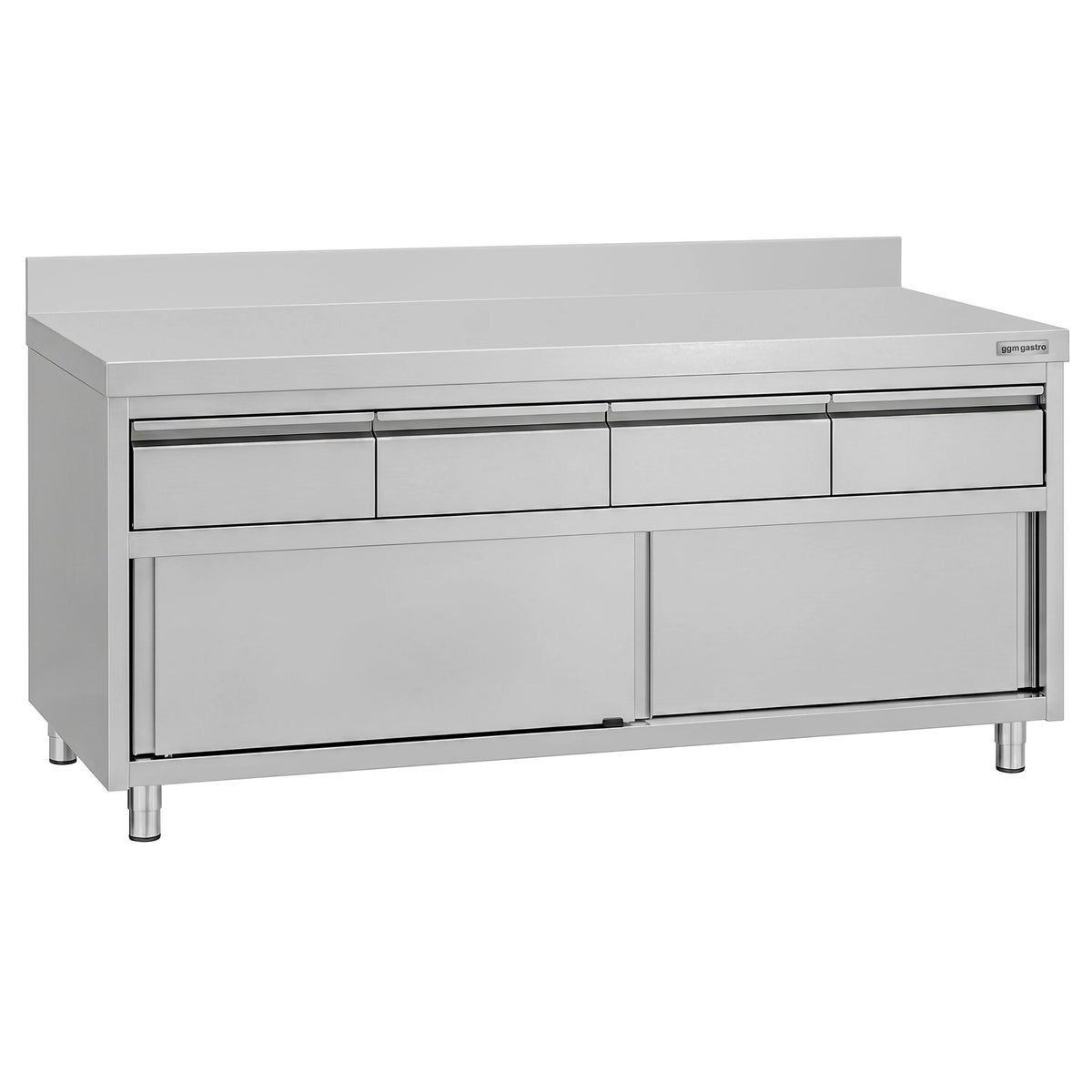 RST-työkaappi ECO – 2000 x 600 mm – reunus – 4 laatikkoa ja liukuovi