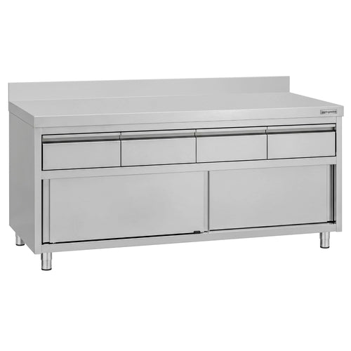 RST-työkaappi ECO – 2000 x 600 mm – reunus – 4 laatikkoa ja liukuovi