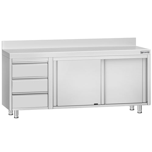 RST-työkaappi KOPENHAGEN ECO - 2000x600 mm - 3 vetolaatikkoa vasemmalla, liukuovet - roiskesuoja