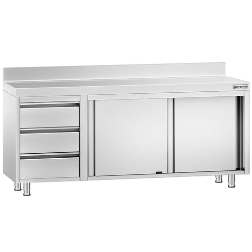 RST-työkaappi PREMIUM - 2000x600 mm - 3 vetolaatikkoa vasemmalla, liukuovet - roiskesuoja