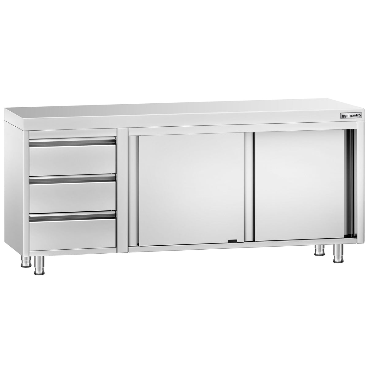 RST-työkaappi PREMIUM - 2000x600 mm - 3 vetolaatikkoa vasemmalla, liukuovet