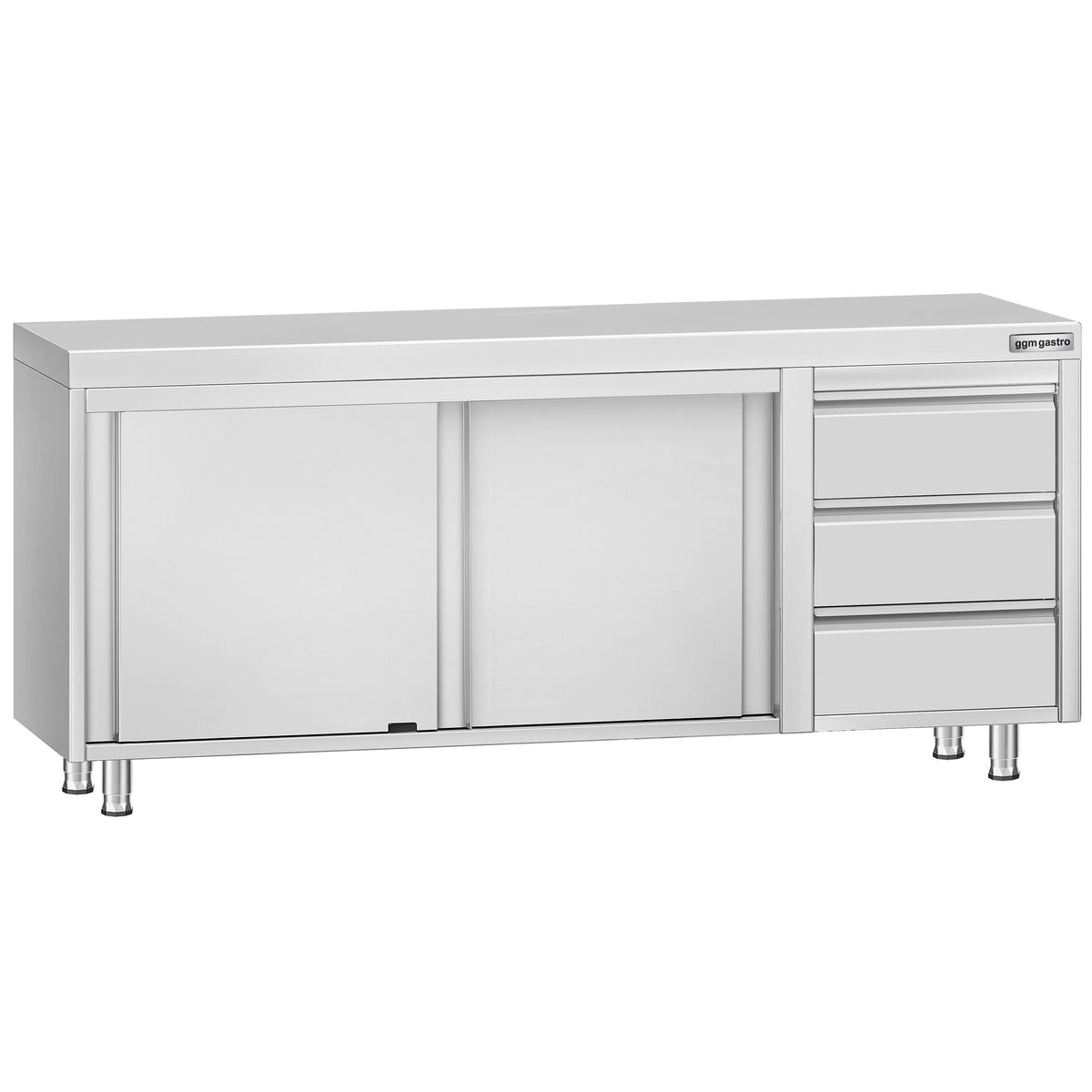 RST-työkaappi ECO - 2000x600 mm - 3 vetolaatikkoa oikealla, liukuovet