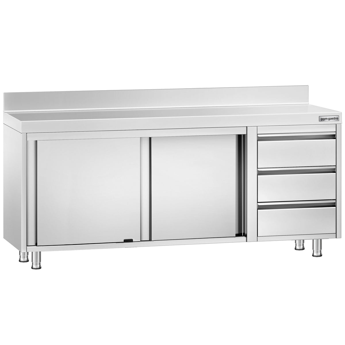 RST-työkaappi PREMIUM - 2000x600 mm - 3 vetolaatikkoa oikealla, liukuovet - roiskesuoja