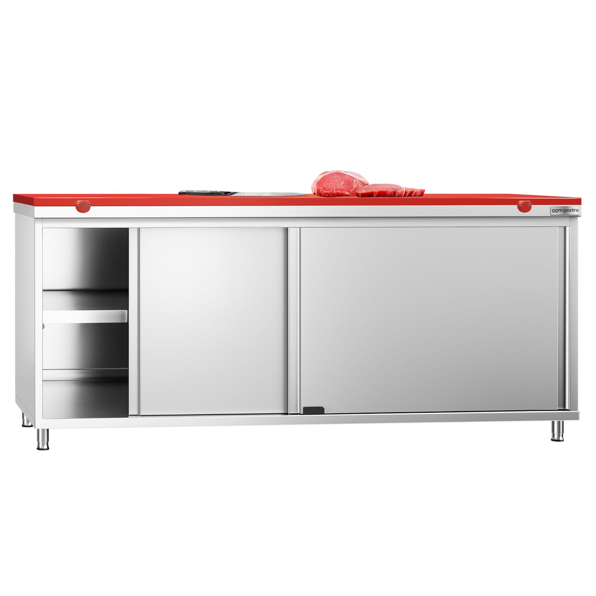 RST-työkaappi PREMIUM - 2000x600 mm - 2 liukuovea - sis. leikkuulauta Punainen