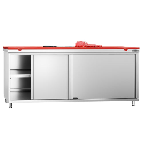 RST-työkaappi PREMIUM - 2000x600 mm - 2 liukuovea - sis. leikkuulauta Punainen
